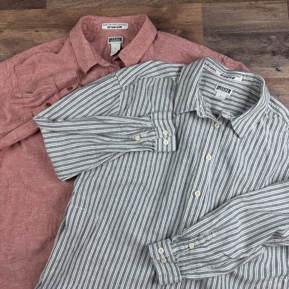Duluth Trading Co Tops - 2 Duluth Trading Hemp Cotton Artisan Shirt Large Tunic Blue White & Red